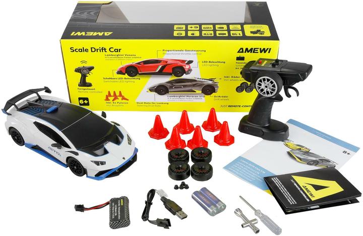 Produktbild Amewi RC Drift Lizenz Lamborghini Huracan weiss (RTR Ready-to-Run)