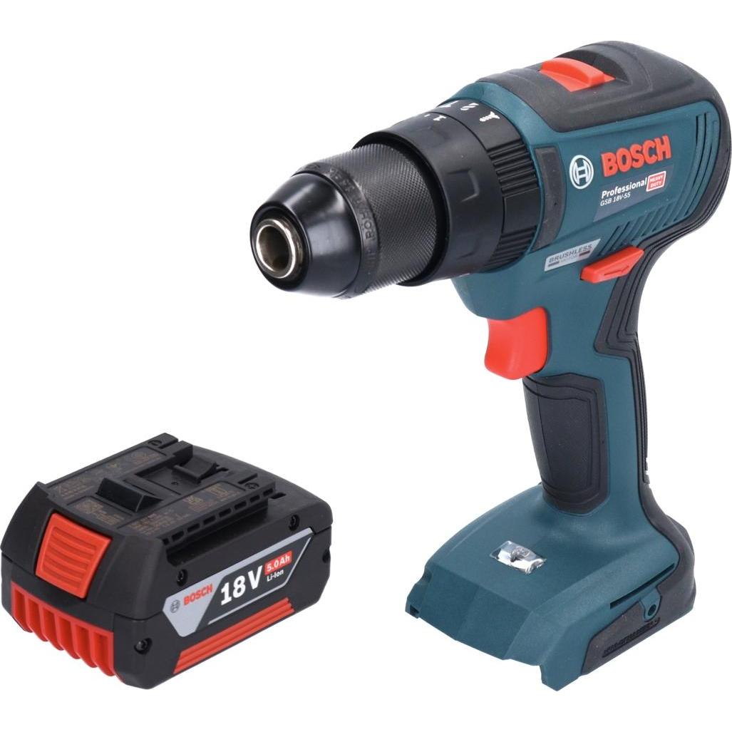 Thumbnail - Bosch Professional, Bohrmaschine + Akkuschrauber, Bosch GSB 18V-55 Professional Akku Schlagbohrschrauber 18 V 55 Nm Brus...