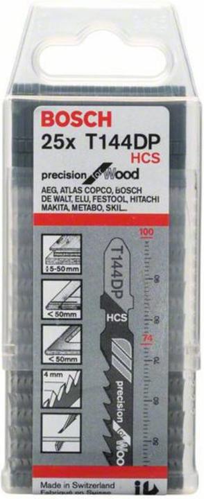 Actual product image Bosch Professional Zubehör PRO Wood precise T144DP Jigsaw blade, 100 mm, 25 pcs.