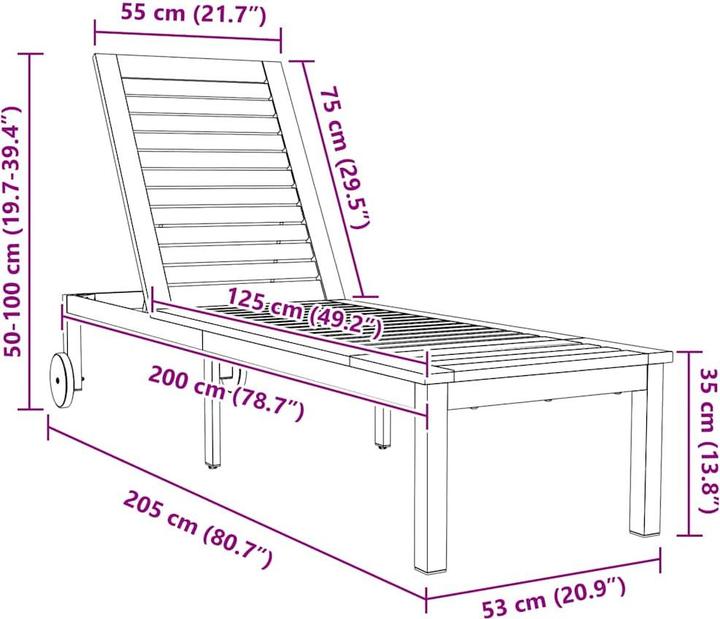 Actual product image vidaXL Sun lounger (53 cm)