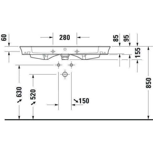 Thumbnail - Duravit, Waschbecken, Möbelwaschtisch WHITE TULIP m ÜL m HLB 1 Hahnloch 1050x490mm weiss (490 mm, 1050 mm)