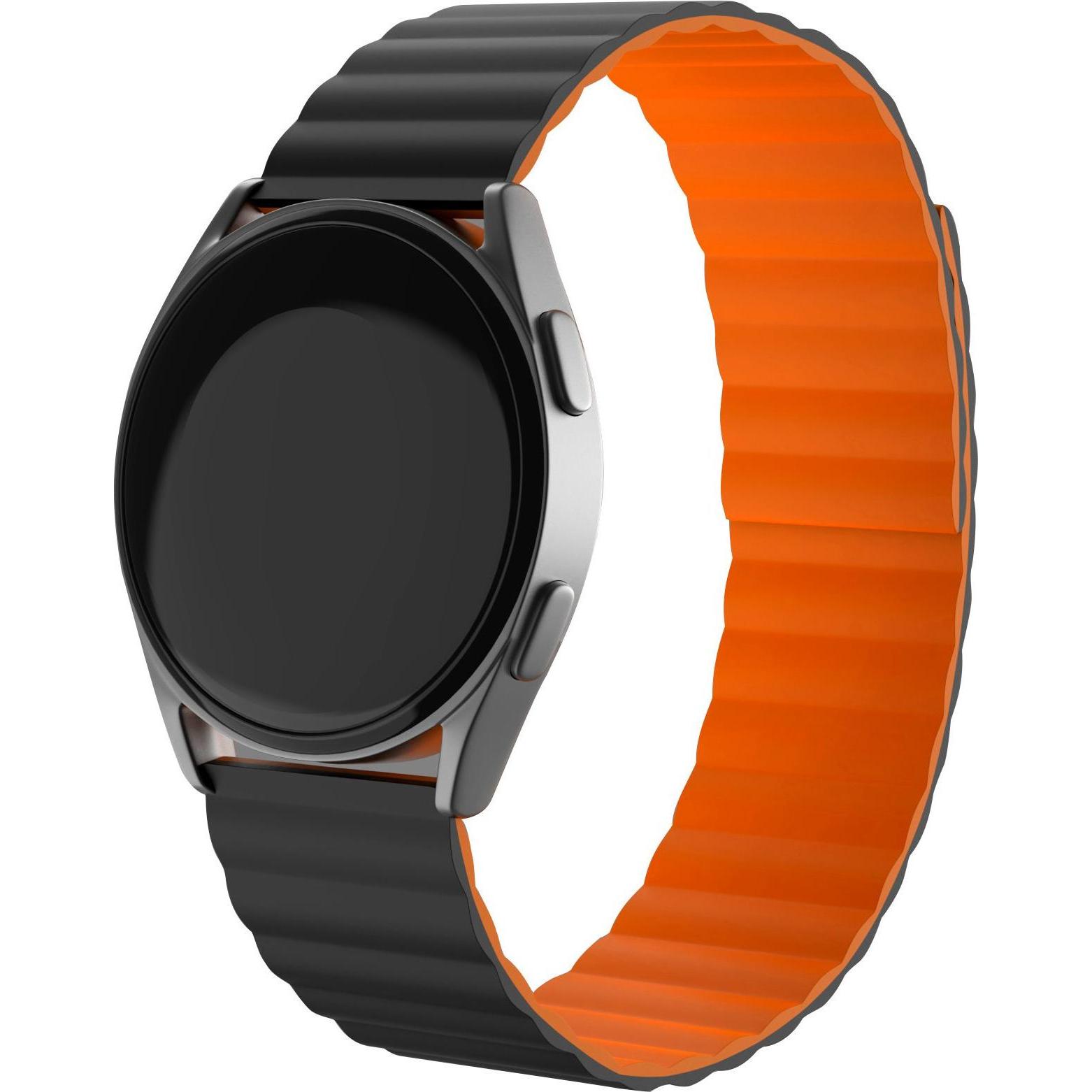 Strap-it Silikonarmband (20 mm, Silikon), Uhrenarmband, Mehrfarbig, Schwarz, Orange