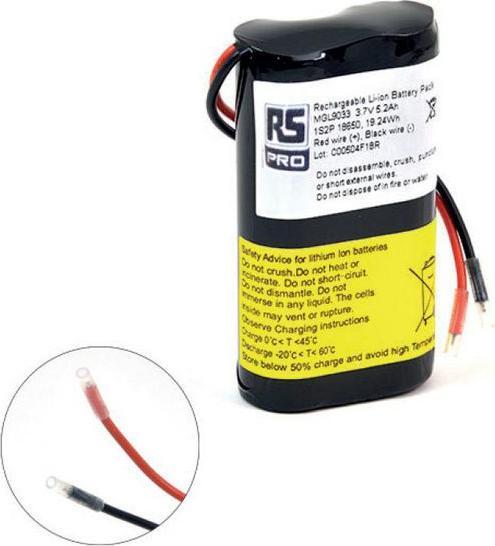 RS PRO Battery pack, 2-cell 3.6V / 5.2Ah, cable connection (1 pcs., 5200 mAh)