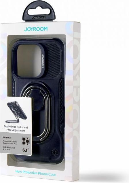 Actual product image Joyroom Dual Hinge case for iPhone 14 Pro armored case with a stand and a ring holder black (Apple iPhone 14 Pro)