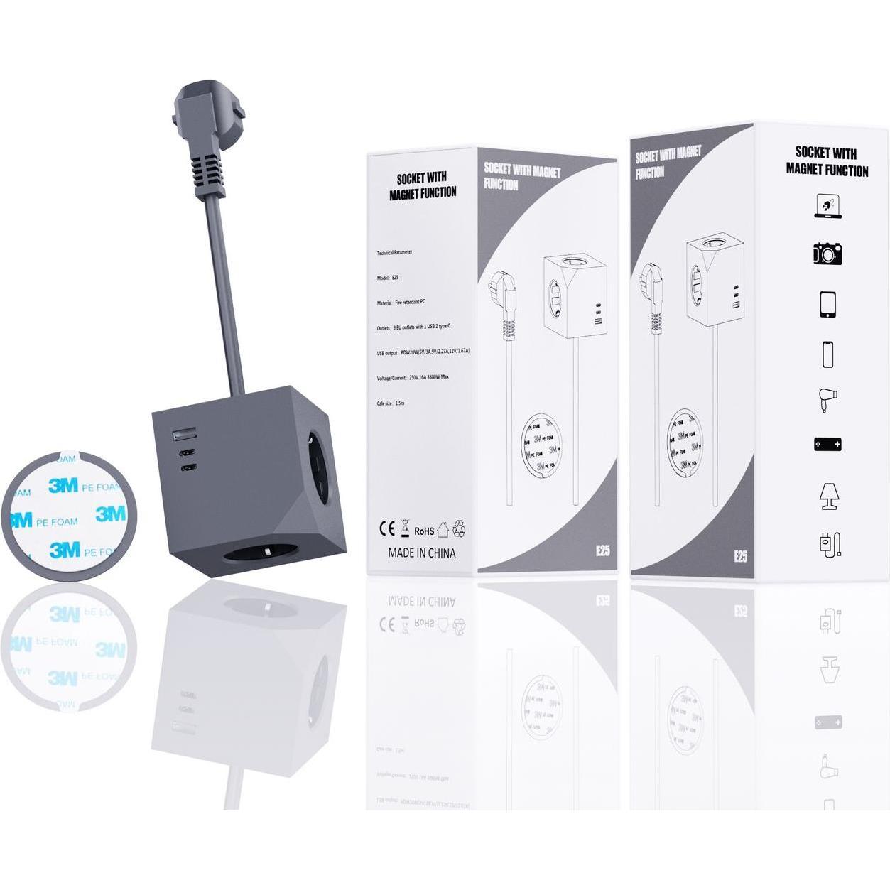 Thumbnail - MicroConnect, Steckdosenleiste, Power Cube, 3 Schuko outlets (3 x, CEE 7/3)