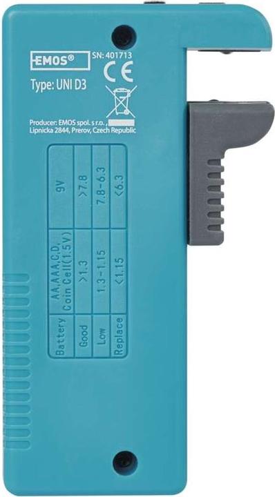 Actual product image Emos 2203003000 battery tester Black