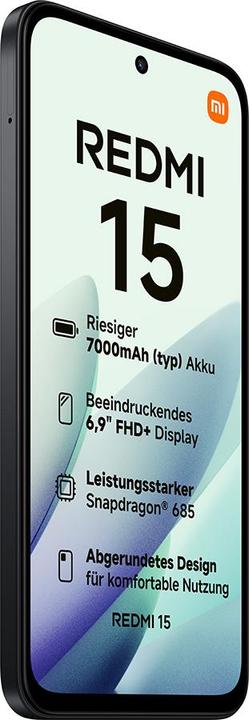 Produktbild Xiaomi Redmi 15 4G (256 GB, Midnight Black, 6.90", Hybrid Dual SIM, 4G)