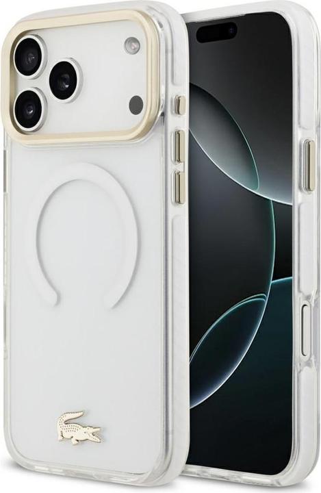 Image du produit Lacoste Shockproof Transparent Frosted Gold Logo MagSafe Case for iPhone 17 Pro Max White (Apple iPhone 17 Pro Max)