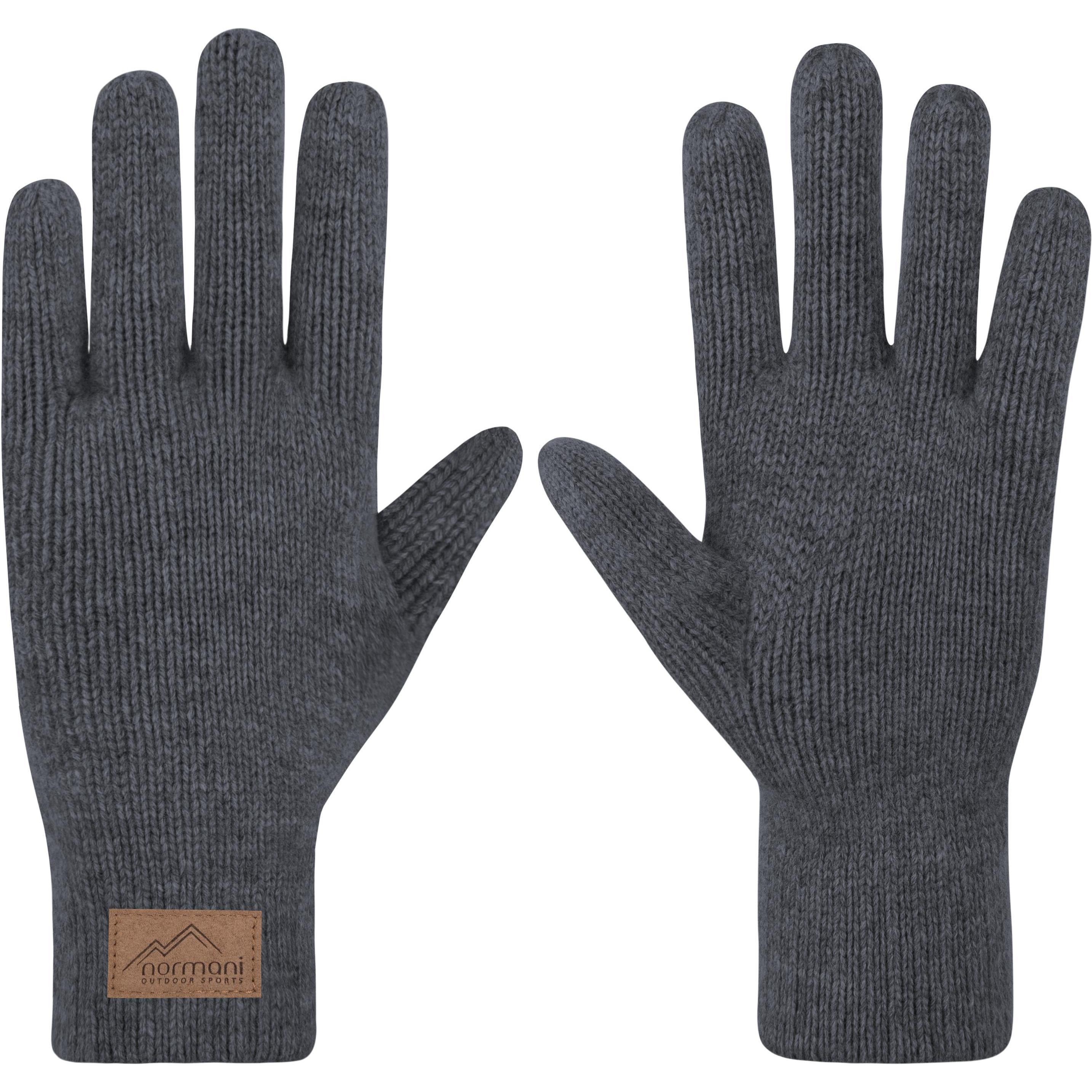 Normani, Herren, Handschuhe, Herren Merino Strick-Fingerhandschuhe „Malak" - 9661, Grau, (9.5)