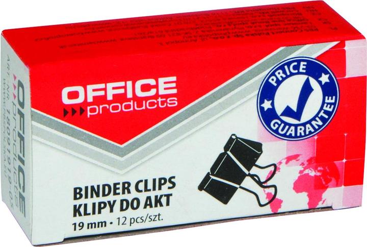 Produktbild Office Products Papierklammern mit federsteg, 19mm, 12 stück, schwarz (12 x)
