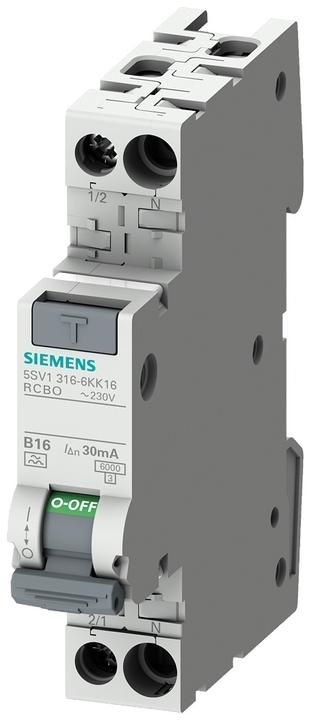 Siemens FI/LS circuit breaker B16 1p+N 0.03A A 6kA 1TE 1p 230V
