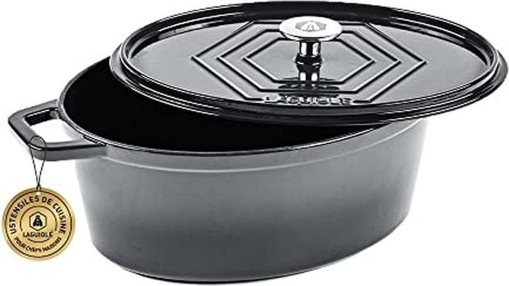 Laguiole Cast iron stewpan enameled oval grey 31 x 23 cm 57 l (31 cm, Cocotte + faitout, Fonte)