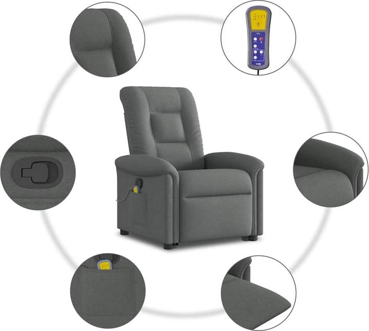 Immagine prodotto vidaXL Poltrona massaggiante con ausilio per la risalita in tessuto grigio scuro