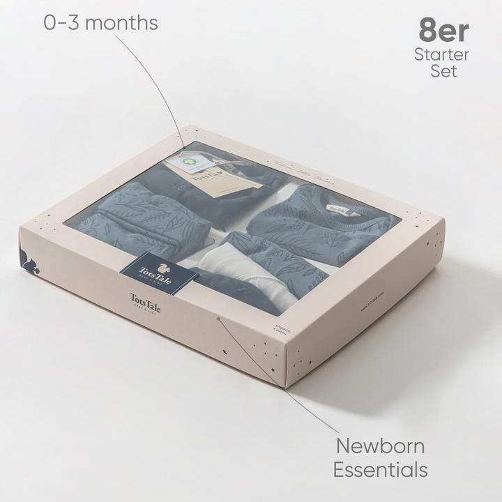 Immagine prodotto TotsTale Premium 8-tlg. Newborn Starter-Set – Babykleidung aus Bio-Baumwolle – Geschenk zur Geburt (50, 56, 62, 68)