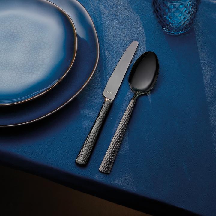 Actual product image Amefa FELICITY 24-piece cutlery set, PVD black, hammered, for 6 persons (24 pcs., Cutlery set)