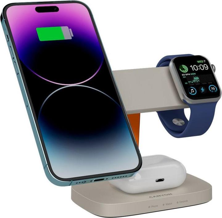 Produktbild Canyon WCS-310 - Hexagon 310 - 3in1 - wireless Qi charging station for 3 devices simultaneous (24 W)