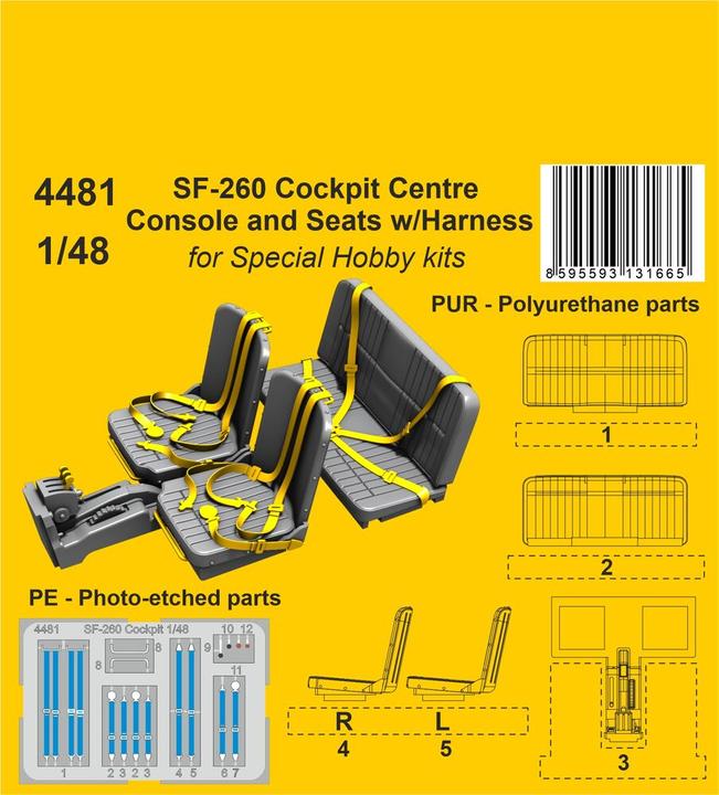 Actual product image CMK SF-260 Cockpit Centre Console and Seats w/Harness / for SH kits