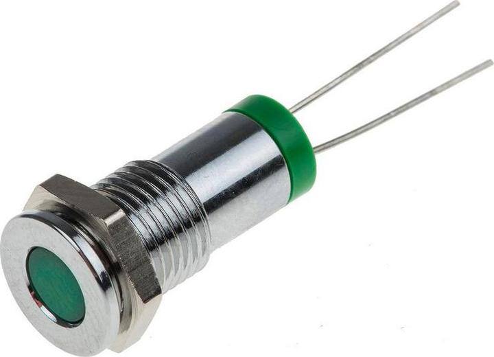 Produktbild RS PRO 8mm flush satin chrome LED, green 2Vdc