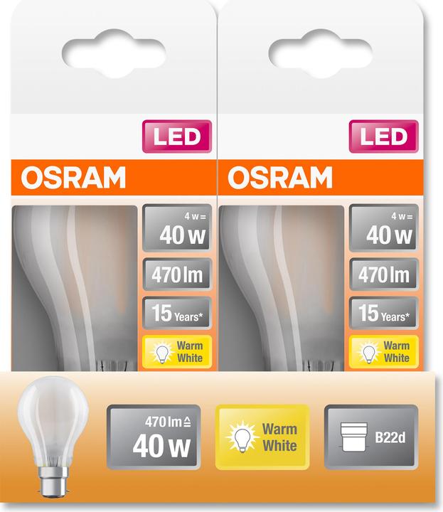 Immagine prodotto Osram Led Retrofit Classic A (B22d, 4 W, 470 lm, 1 x, E)