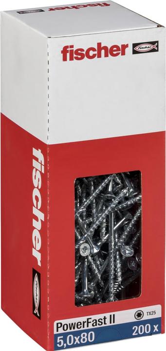Produktbild Fischer PowerFast II 5,0x80 SK TX25 TG blvz 200 (200 Schrauben pro Stück)