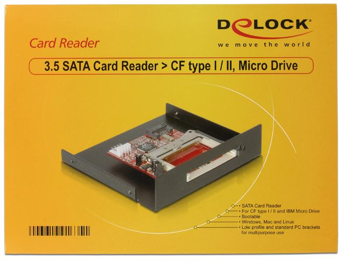 Immagine prodotto Delock Lettore di schede SATA 3.5" per Compact Flash tipo I / II e IBM Micro Drive (SATA)