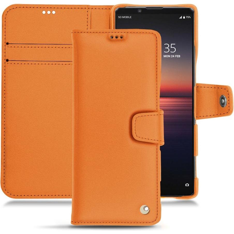 Noreve Lederschutzhülle Wallet (Sony Xperia 1 II), Smartphone Hülle, Orange