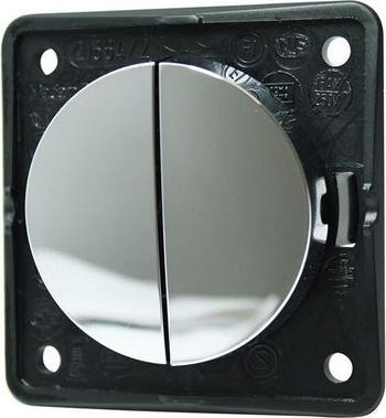 Actual product image Berker Wall-mounted rocker switch, glossy INTEGRO 2x ON-OFF latching Flush mounting 16A 250V Chrome