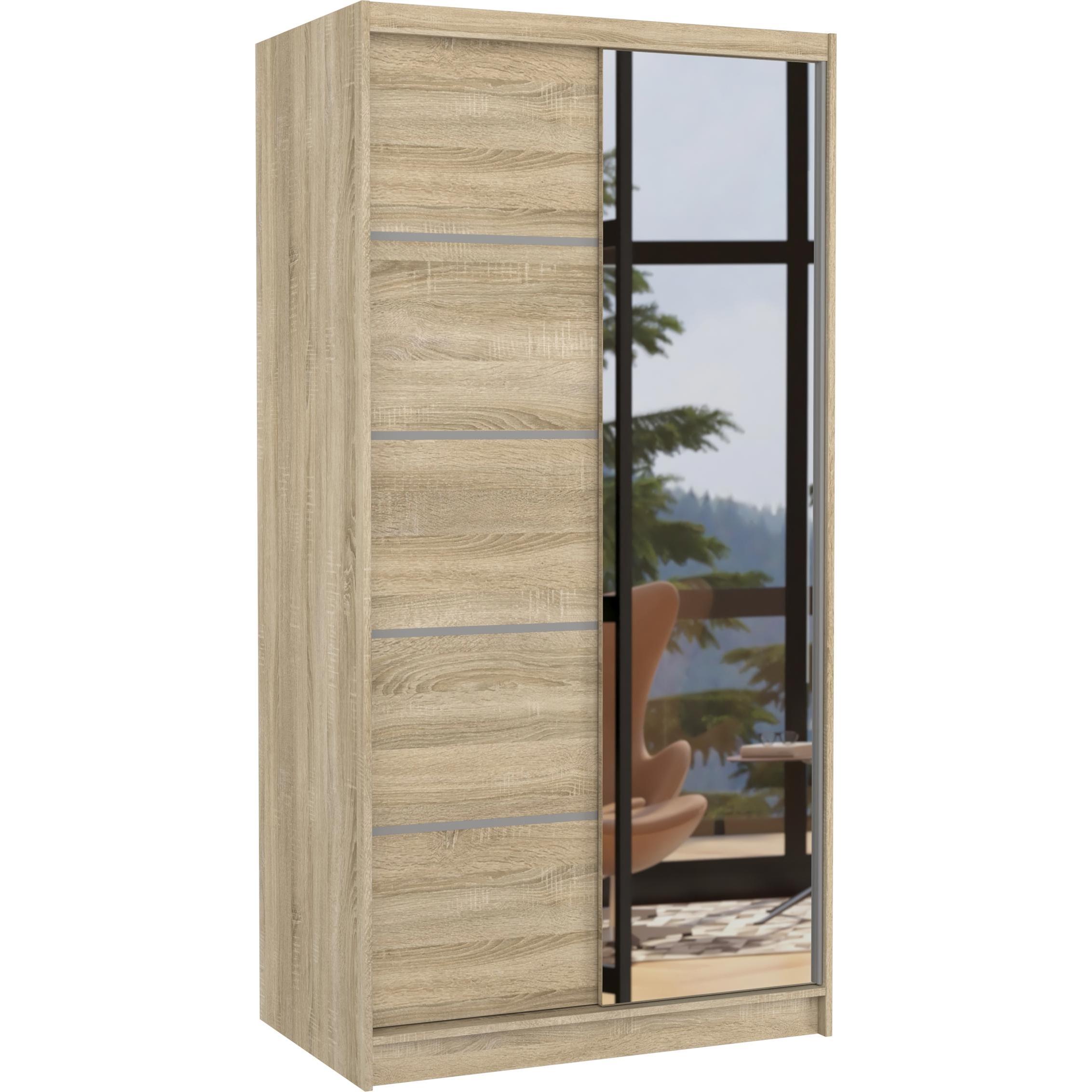 ADRK Furniture, Kleiderschrank, Verspiegelter Schiebeschrank ORLANDO 100
