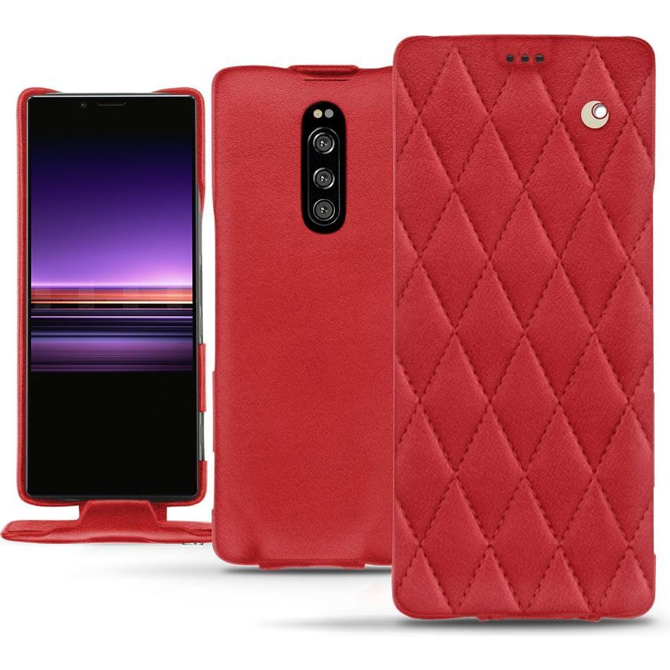 Noreve Lederschutzhülle vertikal (Sony Xperia 1), Smartphone Hülle, Rot