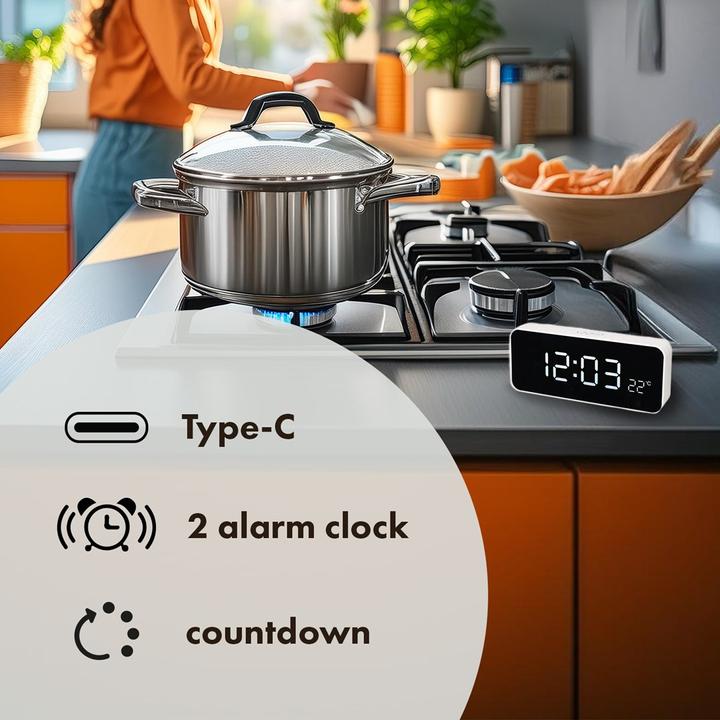 Actual product image Greenblue GB397 Clock with alarm and thermometer