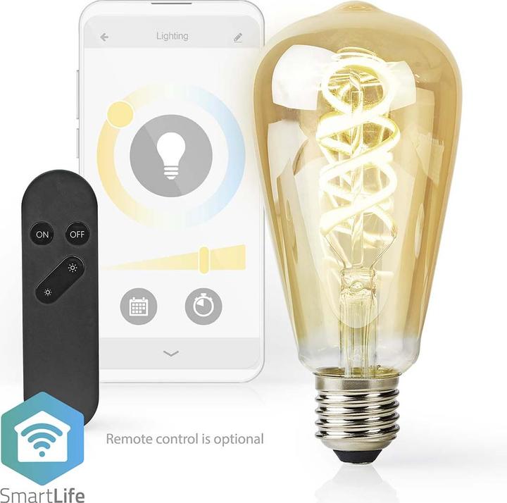 Produktbild Nedis SmartLife LED Filament Lampe | Wi-Fi | E27 | 360 lm | 4.9 W | Warm bis kühlen weiss | 1800 - 65 (E27, 360 lm, 1x)