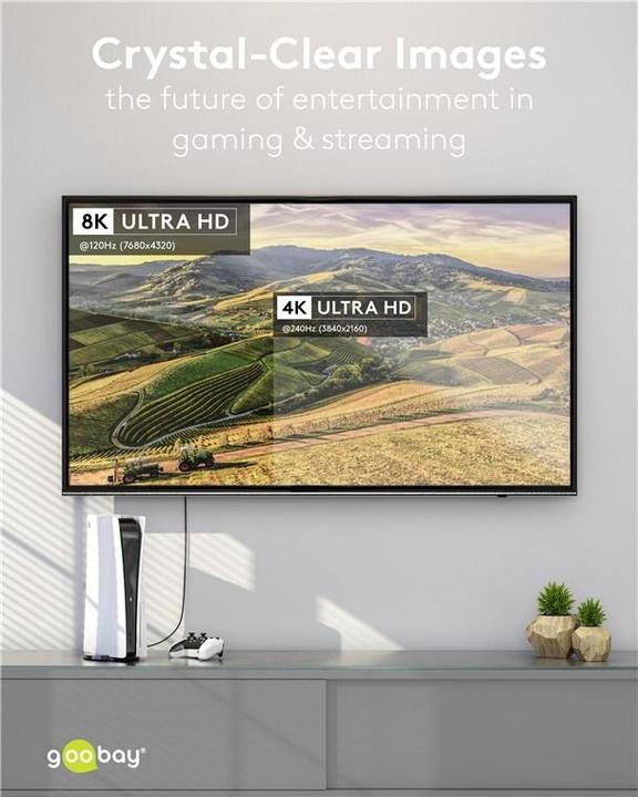 Produktbild Goobay Slim DisplayPort-Kabel 2.0/2.1, 40 Gbit/s (1 m)