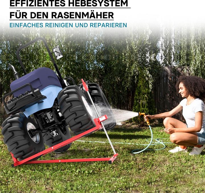 Produktbild Wiltec Hebevorrichtung Aufsitzmäher 400kg inkl. Adapter Reinigungshilfe Rasentraktor (Rasentraktor, Gartenmaschinen Aufsatz)