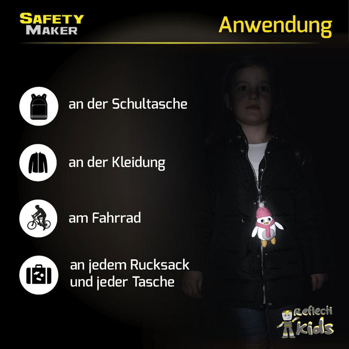 Actual product image SafetyMaker Soft pendant Pingu reflective