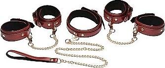 Productafbeelding Master Series 6-Delige Bourgondische Bondage Set Bourgondische Boeien, Halsband en Leiband - Bourgondisch