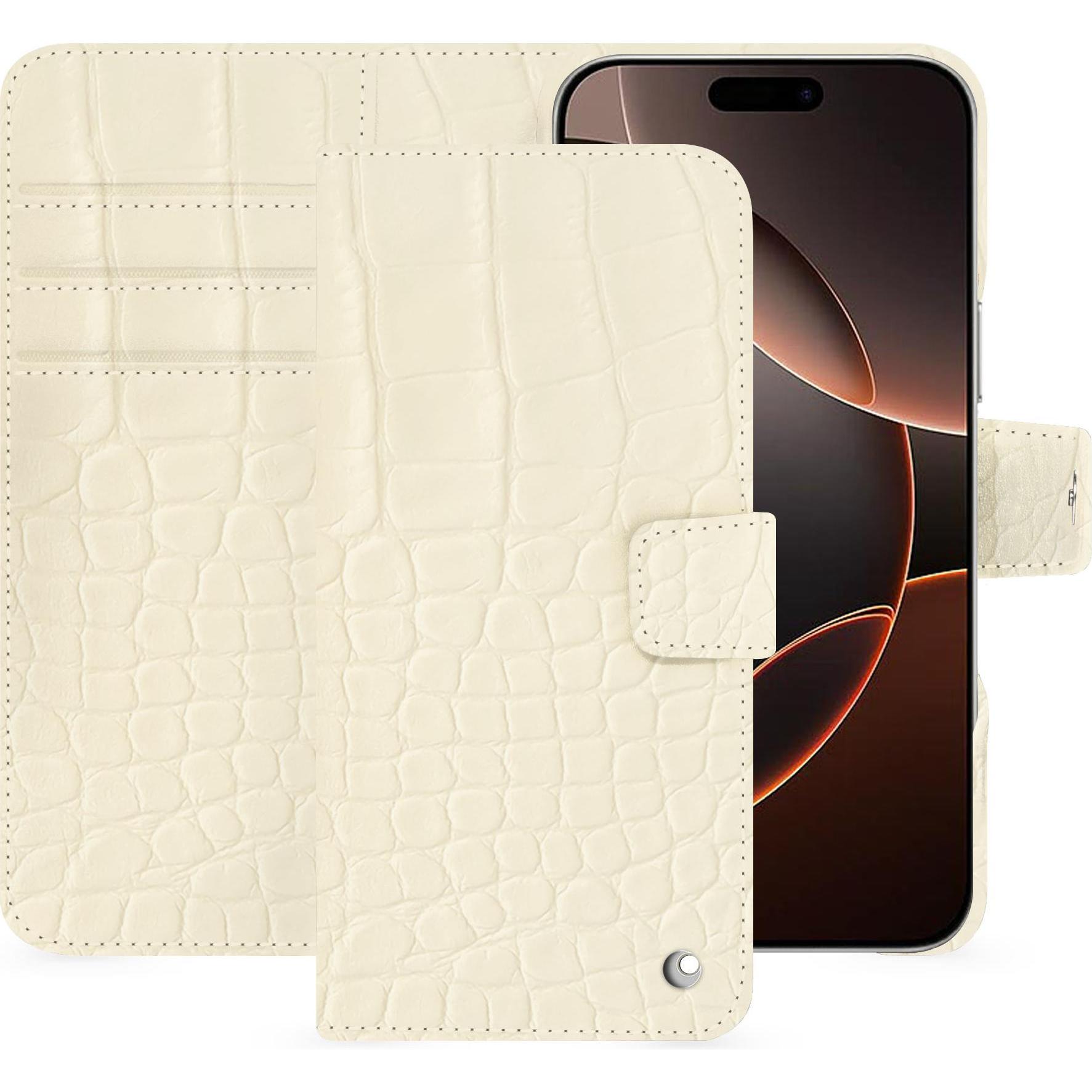 Noreve Lederschutzhülle Apple iPhone 16 Pro (Apple iPhone 16 Pro), Smartphone Hülle, Weiss