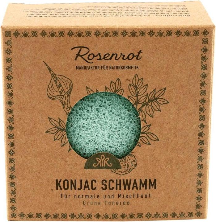 Produktbild Rosenrot Konjac Schwamm - Grüne Tonerde