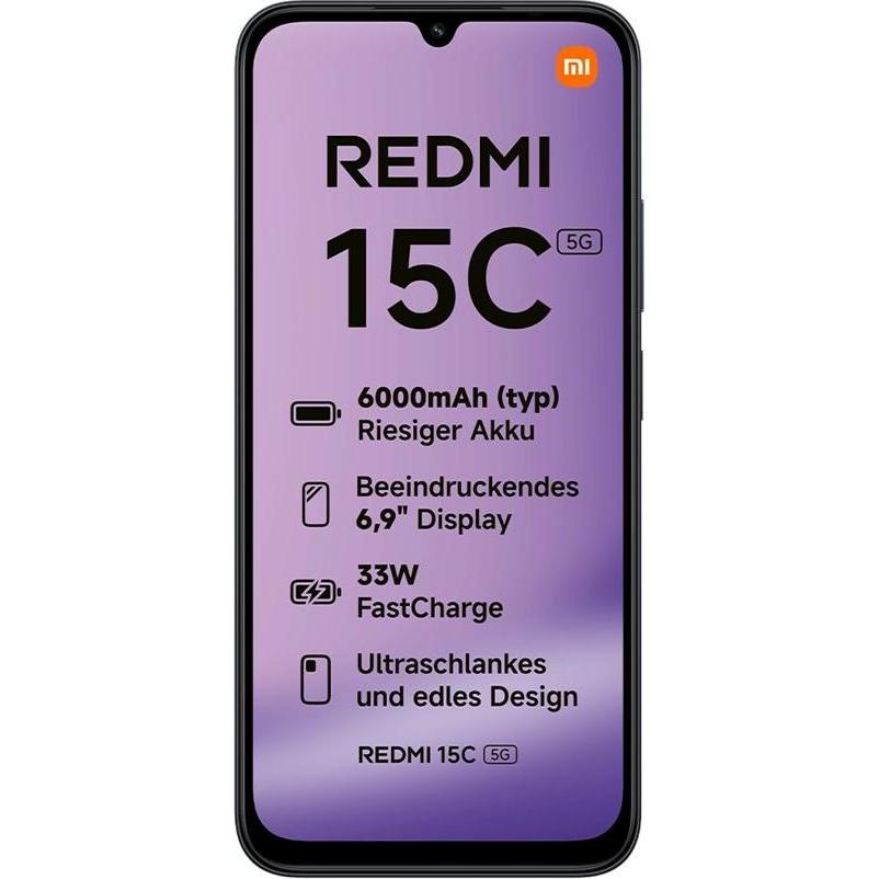 Xiaomi Redmi 15C 5G 128 GB - Midnight Black (128 GB, Midnight Black, Schwarz, 6.89", 5G), Smartphone
