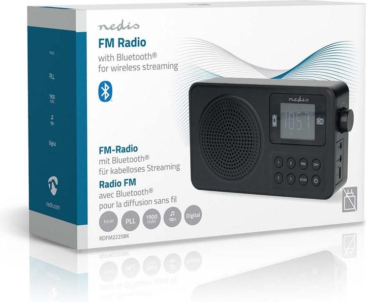 Actual product image Nedis FM-Radio | Tragbare Ausführung | FM | Akkubetrieben / Stromversorgung über USB | Digital | 2 W (FM, Bluetooth)