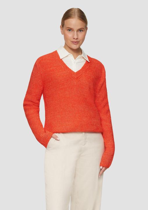 Produktbild S.Oliver Strickpullover Strickpullover mit V-Ausschnitt und Rippblende (42)