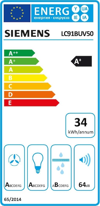Energy Label Siemens LC91BUV50 (Wall hood)
