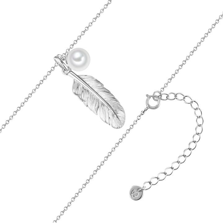 Immagine prodotto Glanzstücke München Collana da donna con piume in argento - 35040 (Argento, 40 - 45 cm)