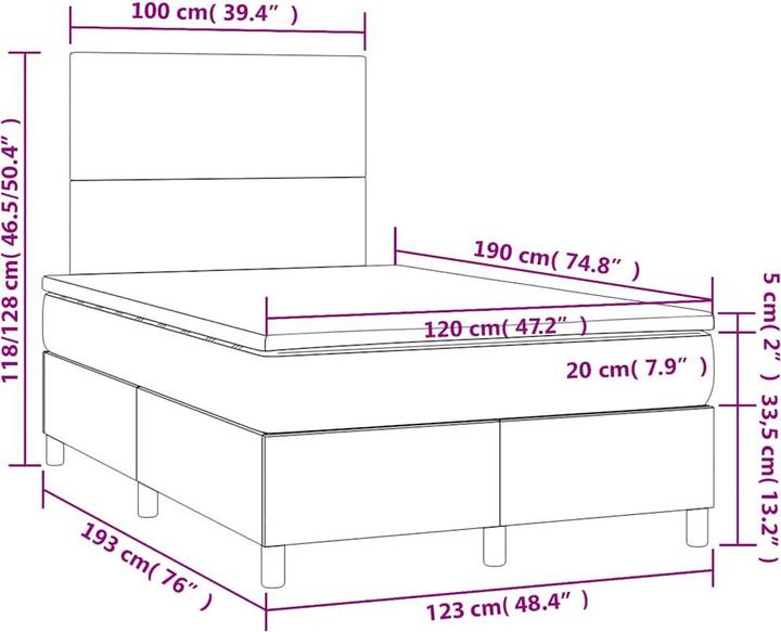 Image du produit vidaXL Boxspringbett (120 x 190 cm)