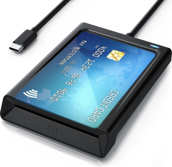 CSL Chipkartenleser USB C Smart Card Reader, NFC, SIM Kartenlesegerät, kompatibel mit Mac OS X, Win 11 (USB)