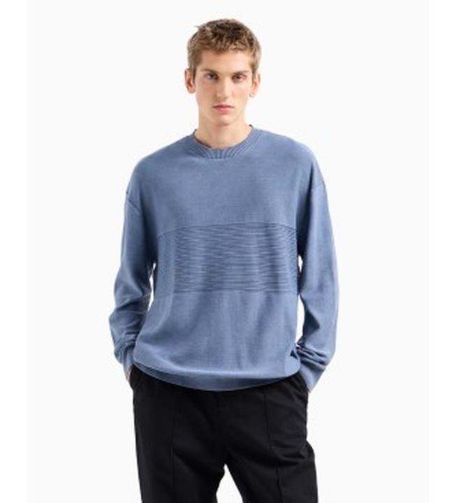 Actual product image Armani Exchange Comber Cotton Horizontal Stripe Pullover Sweater (XL)