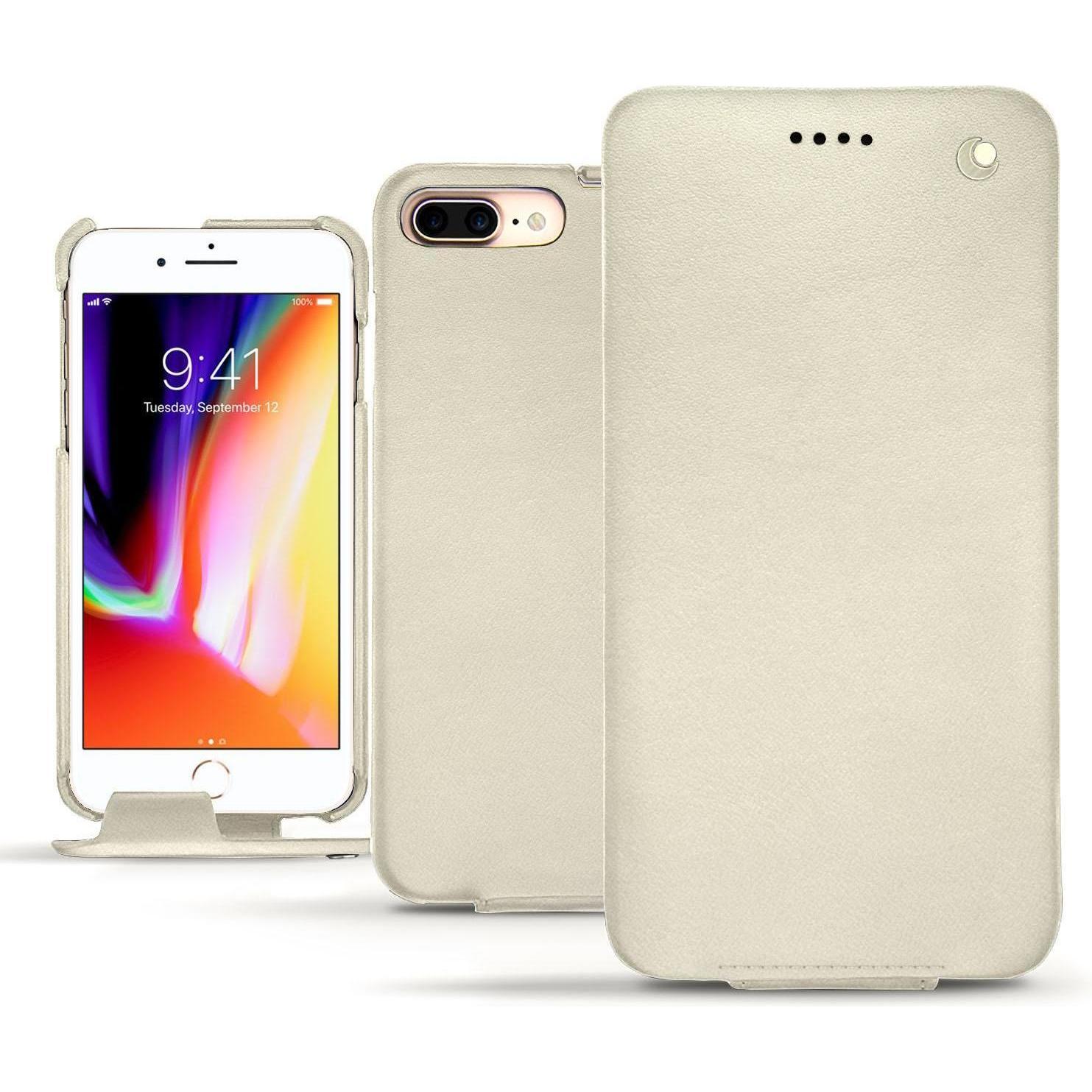 Noreve Lederschutzhülle vertikal (Apple iPhone 8 Plus), Smartphone Hülle, Weiss