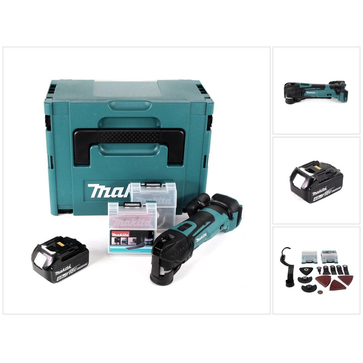 Makita, Multifunktionswerkzeug, DTM 51 M1JX2 Akku Multifunktionswerkzeug 18 V + 1x Akku 4,0 Ah + 39 tlg. Zubehör Set +