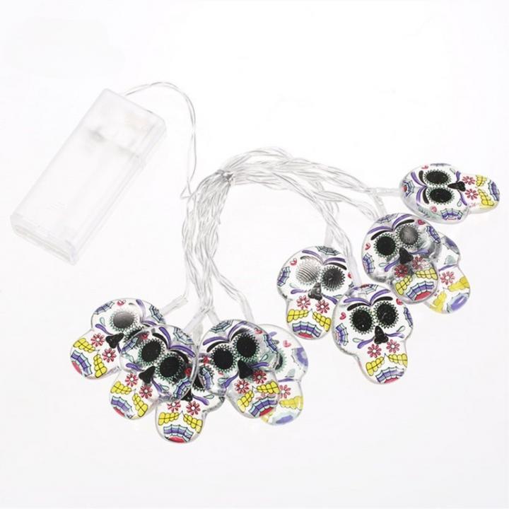 Actual product image Cover-Discount Halloween fairy lights LED skulls (1.50 m)