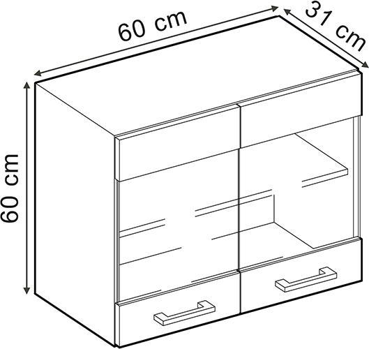 Immagine prodotto Vicco Küchenglashängeschrank R-Line (60 x 31 x 60 cm)