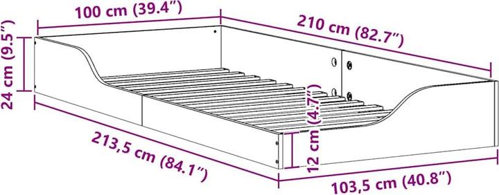 Produktbild vidaXL Plattformbett (100 x 210 cm)